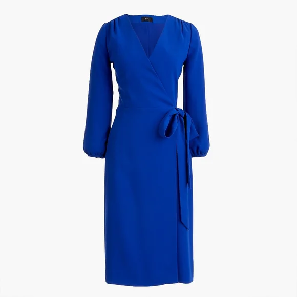 Crew Dresses Jcrew Blue Wrap Dress In 365 Crepe H6292